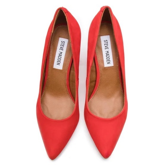 Steve Madden Ashlyn Red Suede Block Pumps | Size 8 - Picture 5 of 8
